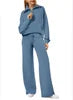 Loungewear Set - Quarter Zip Pullover Sweatshirt With Wide Leg Sweatpants