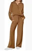 Loungewear Set - Quarter Zip Pullover Sweatshirt With Wide Leg Sweatpants