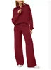 Loungewear Set - Quarter Zip Pullover Sweatshirt With Wide Leg Sweatpants