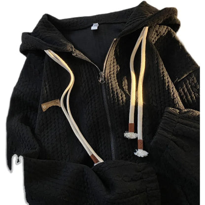 Loose Vintage Knitted Zip-Up Hoodie