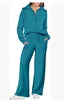 Loungewear Set - Quarter Zip Pullover Sweatshirt With Wide Leg Sweatpants