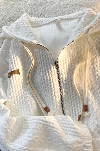 Loose Vintage Knitted Zip-Up Hoodie