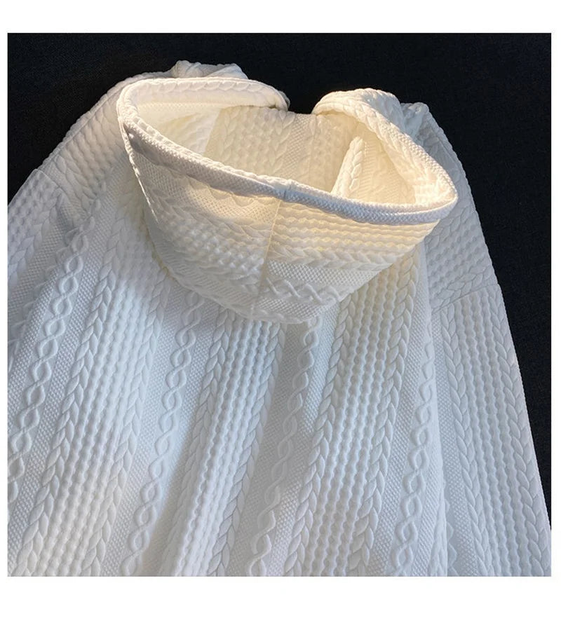 Loose Vintage Knitted Zip-Up Hoodie